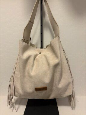 New, Wrangler Fringe Floral Tooled Hobo Bag - Beige, NWT